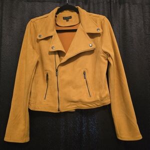 Shinestar Mustard Suede Motorcycle Jacket